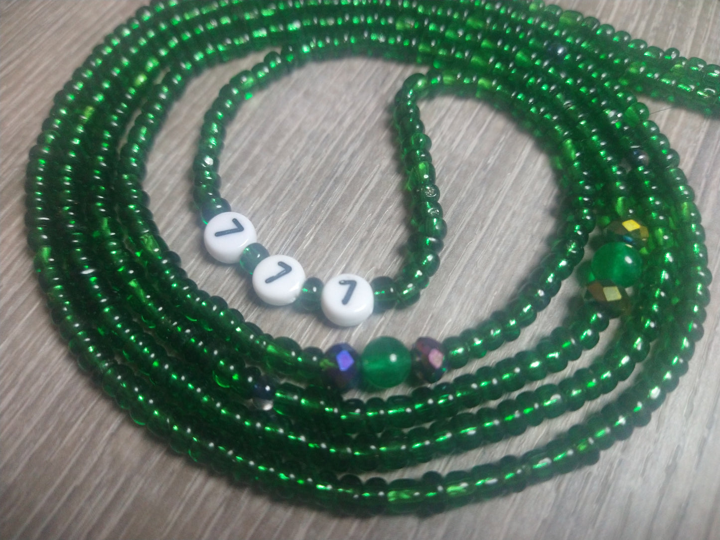 Angel Number Green Waistbead