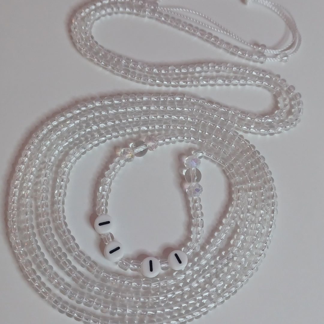 Angel Number Crystal Clear Waistbeads