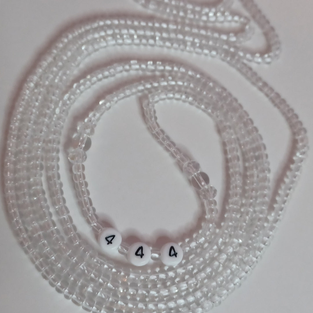 Angel Number Crystal Clear Waistbeads