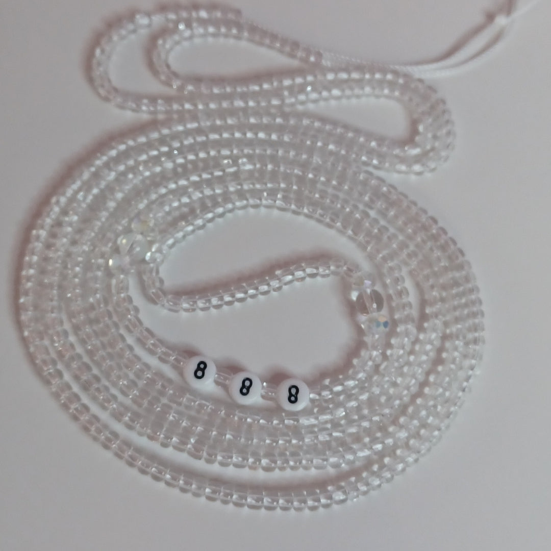 Angel Number Crystal Clear Waistbeads