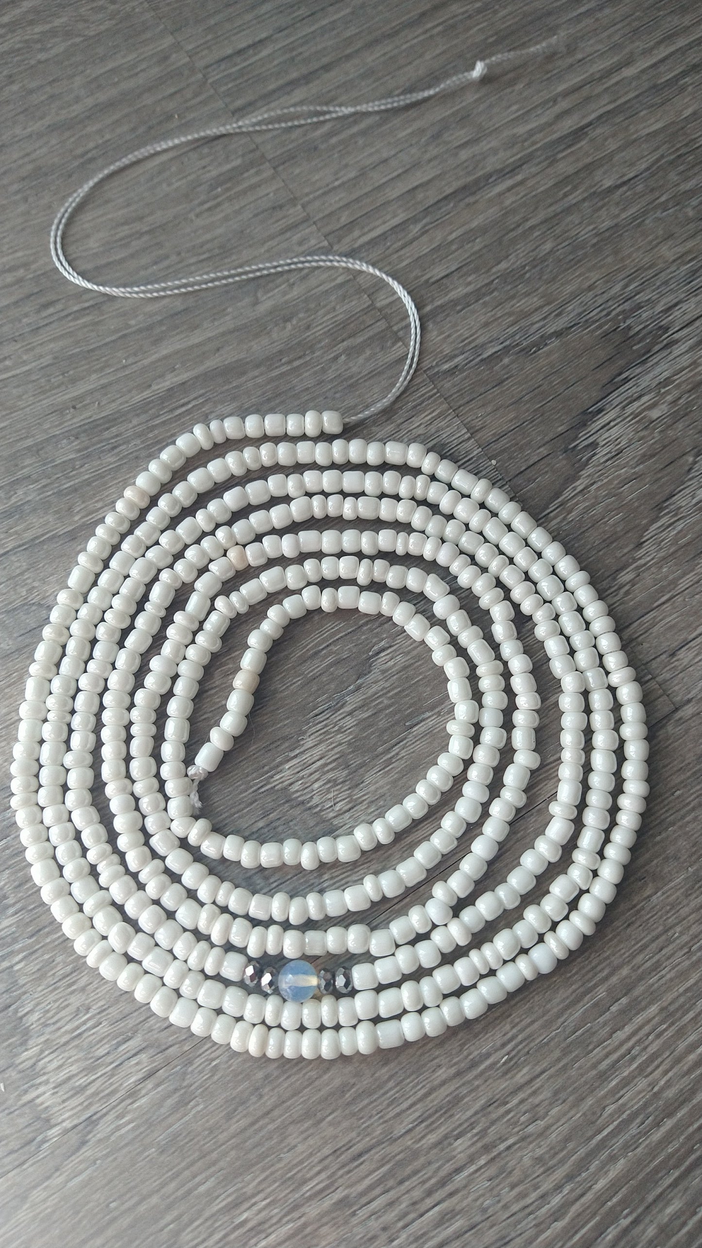 Solid white Waistbead