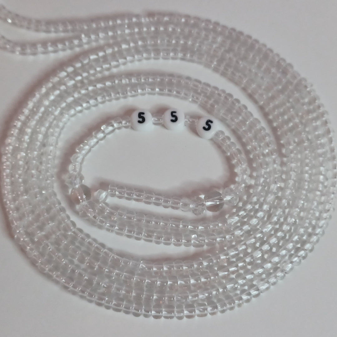 Angel Number Crystal Clear Waistbeads